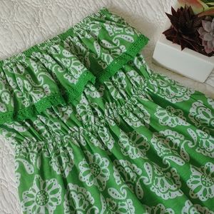 Strapless Ruffled Dress Crochet Trim